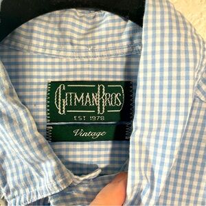 Gitman Bros Vintage Slim Oxford Shirt Light Blue Gingham Men’s Medium